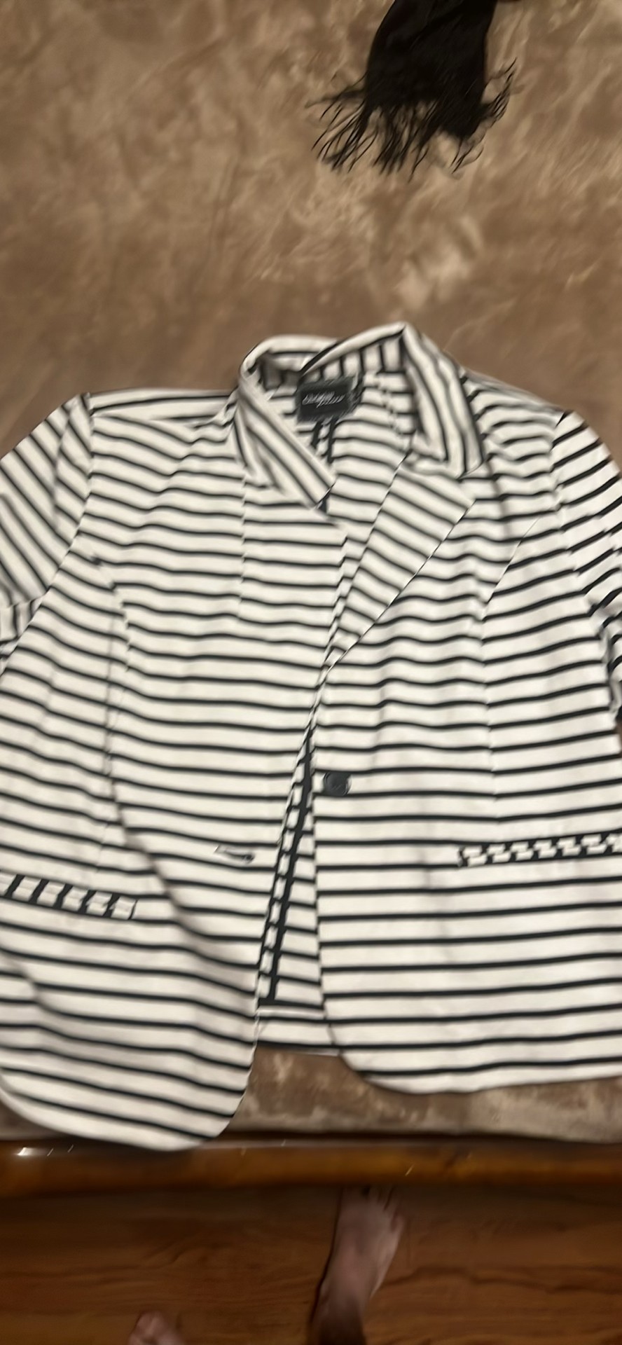Coldwater Creek Women's Black White Striped Blazer Jacket Size M