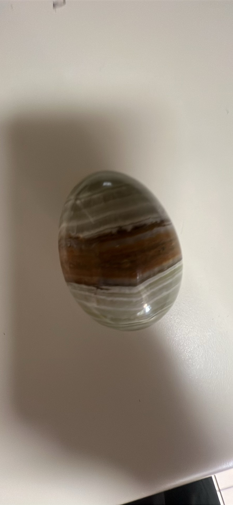 Polished Banded Onyx Stone Decorative Egg Paperweight