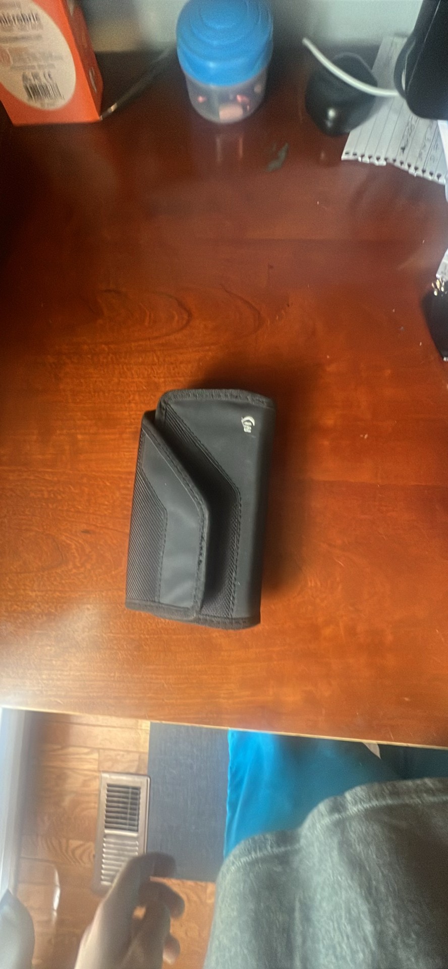 Black Trifold Nylon Wallet with Velcro Closure