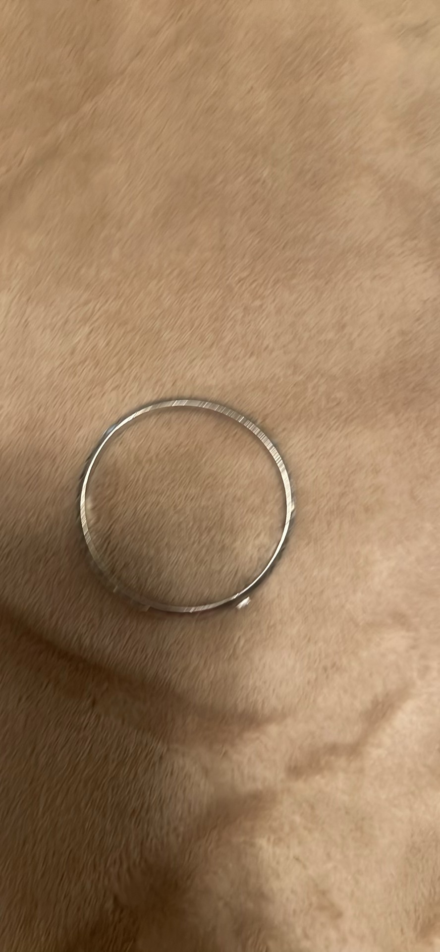Simple Silver Tone Bangle Bracelet, Textured Finish, Round